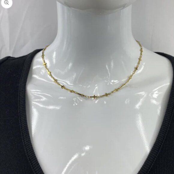 Cross Chain Stainless Steel Necklace Gold Plated Stainless Steel Handmade - Picture 8 of 11